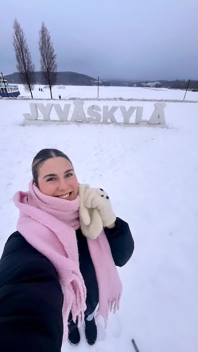 UPEI student Kathleen in Jyväskylä, Finland in winter
