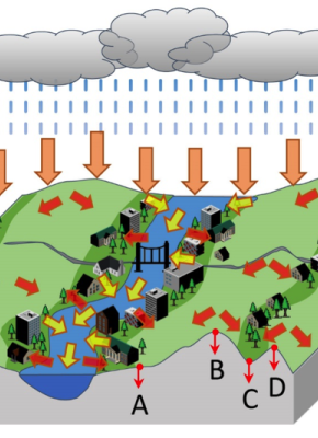 The real dynamical process of urban flooding simulated by the new model in this research Visual generated from Dr. Wang's model