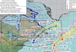 Map showing track of Hurricane Dorian 