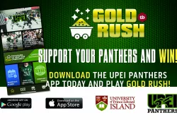 A in image with the Gold Rush logo and instructions to download the app at Google Play or the Apple App Store