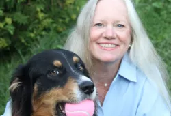 Dr. Karen Overall with her dog Hamilton