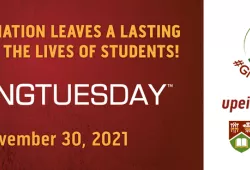 Graphic promoting Giving Tuesday that features text and logos