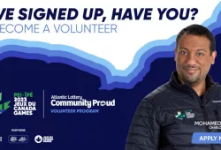 Photo of man with text asking whether people have signed up to volunteer