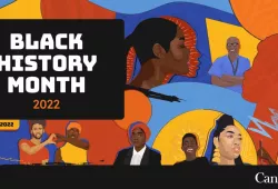 graphic for Black History Month depicting illustrations of black people