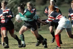 Prior to the UPEI Women’s Rugby Panthers game against St. Francis Xavier University on Saturday, UPEI Athletics and Recreation will recognize Panther Rugby great Shannon Gillis Atkins (featured carrying the ball in the picture).