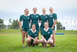 The UPEI Women's Rugby Panthers host the St. FX X-Women Wednesday, October 25 at 2:00 pm in the AUS Championship. Top row from left: Ria Johnston, Olivia McLeod, Paige MacLean, Carla Stewart. Bottom row from left: Mia Fradsham, Emma MacLean