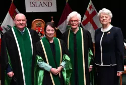 From left to right: Dr. Greg Keefe, President and Vice-Chancellor (Interim); Hon. Diane F. Griffin, Chancellor; Hon. Catherine Callbeck, Chancellor Emeritus, and Hon. Antoinette Perry, Lieutenant Governor of Prince Edward Island.