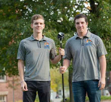 Students with a 360 camera