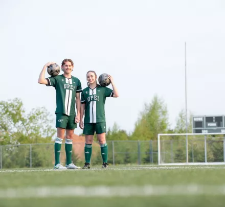 two UPEI panther soccer team athletes