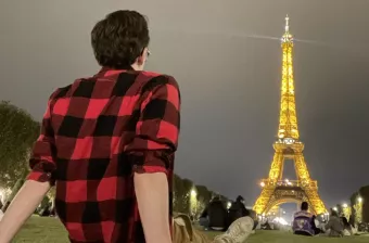 Carter by the Eiffel Tower in Paris