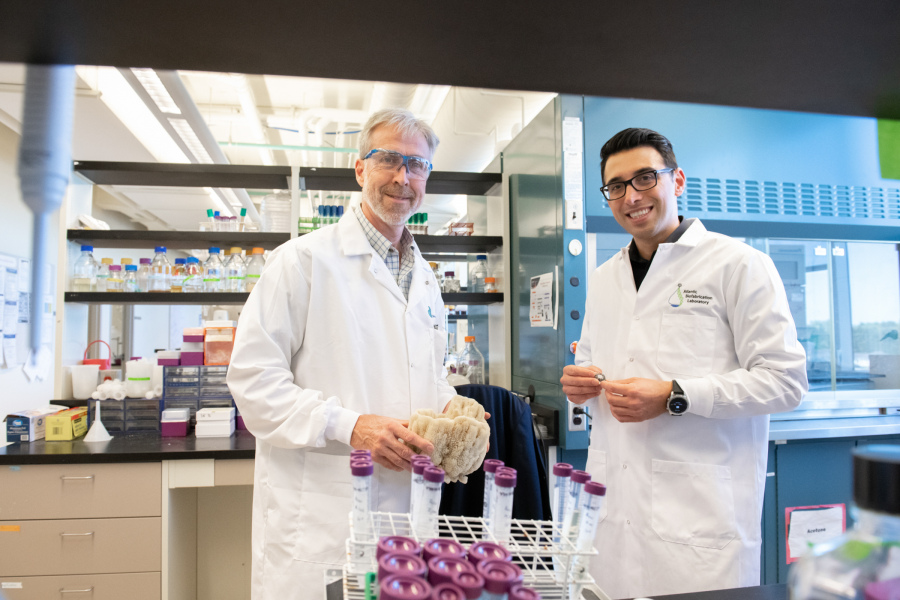 Dr. Russell Kerr and Dr. Ali Ahmadi Two male scientists in a lab