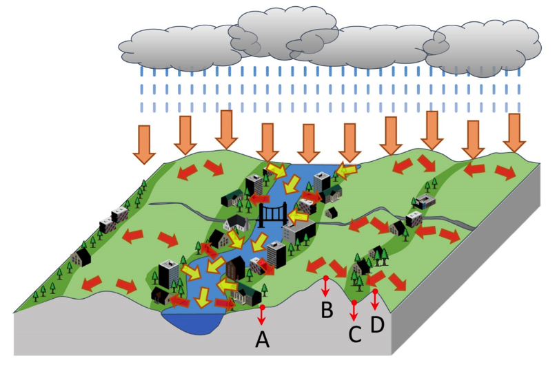 The real dynamical process of urban flooding simulated by the new model in this research Visual generated from Dr. Wang's model