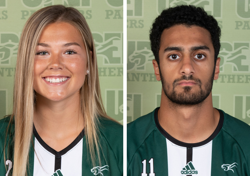 Caitlyn McCloskey and Mohammad Jaber A female and male soccer player