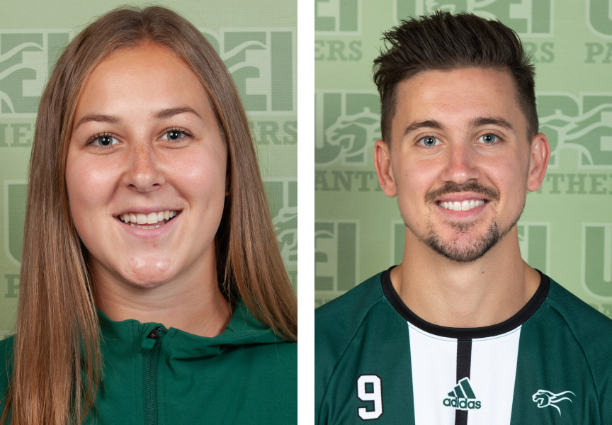 Sophie Vandale and Sam Smiley A female athlete and a male athlete