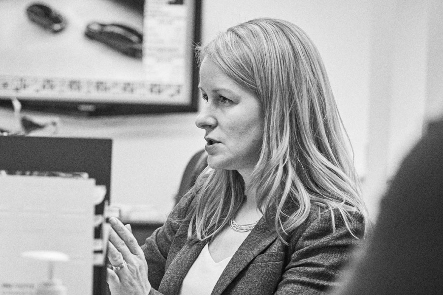 Jennifer Mersereau A black and white image of a woman with long hair