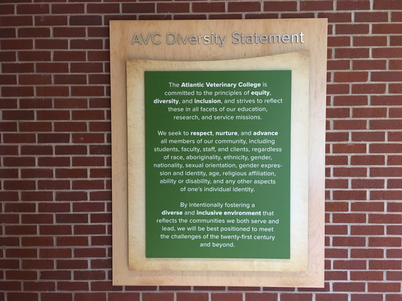 The AVC Diversity Statement is displayed in the College's main foyer.