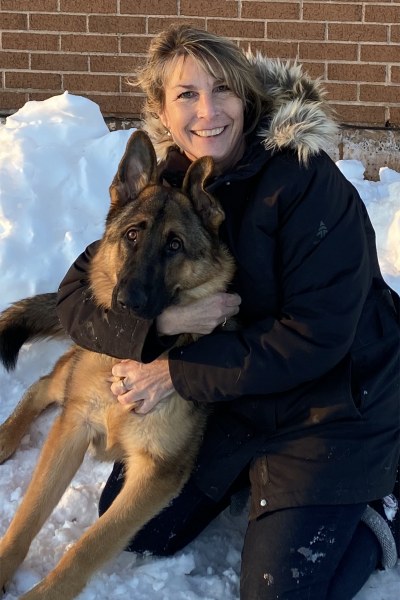 Inspector Leslie Hadfield with her dog, Atticus