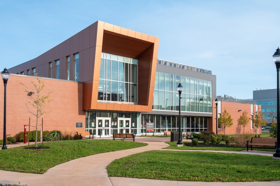UPEI's Faculty of Sustainable Design Engineering A modern institutional building with lots of glass and brick