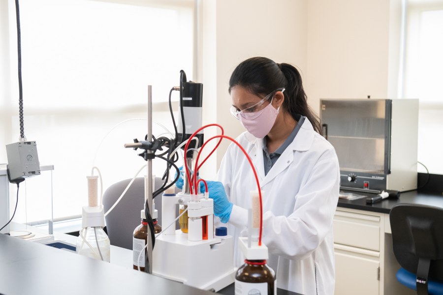 Vidya Singh A student works in a lab