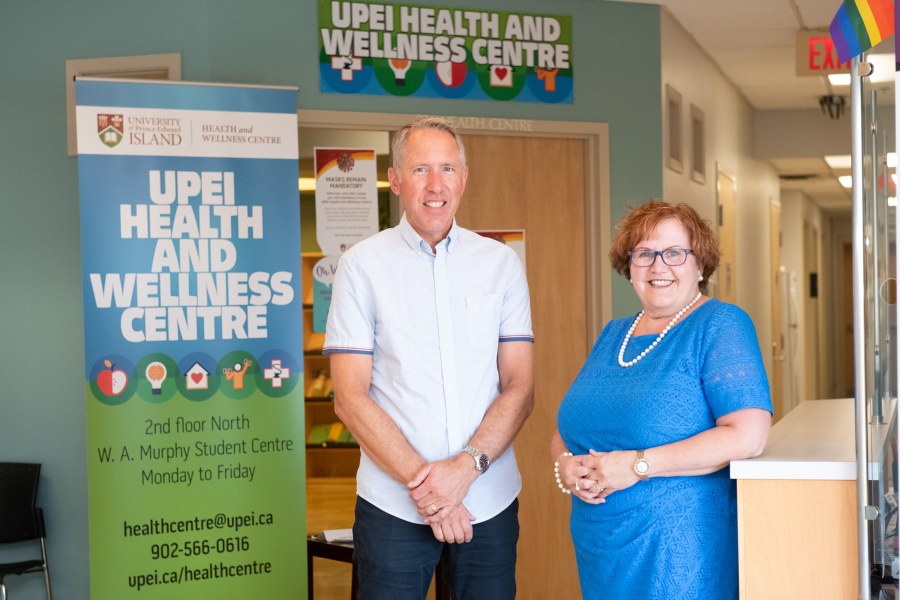 Dr. David Reid and Marilyn Barrett, director of the UPEI Health and Wellness Centre