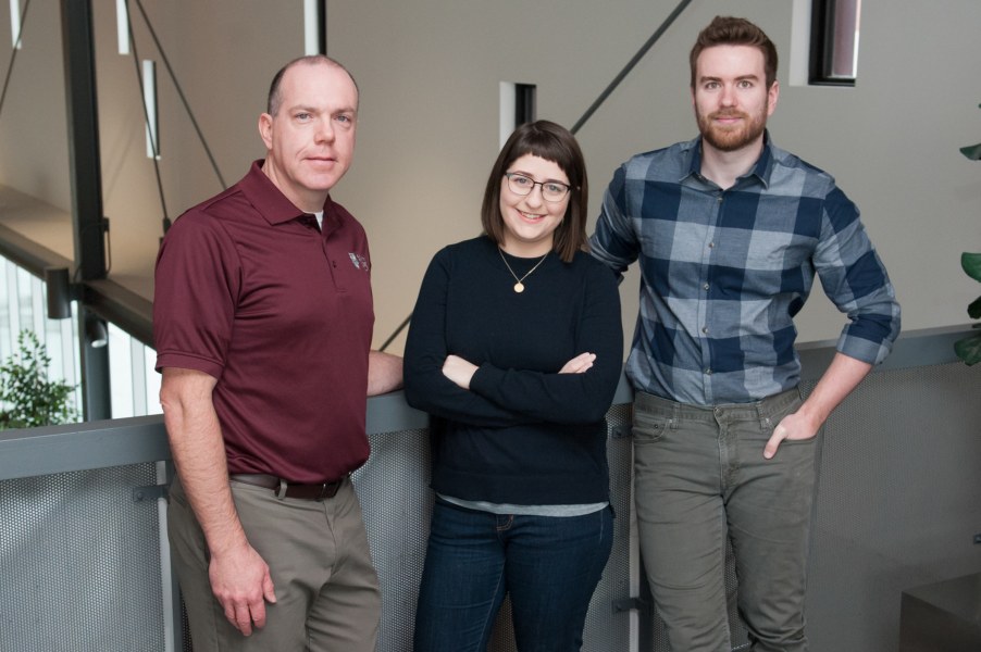 Left to right: Joel MacDonald, E-Learning instructional designer; Kristy McKinney, multi-media specialist; and Jason Hogan, E-Learning instructional designer Left to right: Joel MacDonald, E-Learning instructional designer; Kristy McKinney, multi-media specialist; and Jason Hogan, E-Learning instructional designer