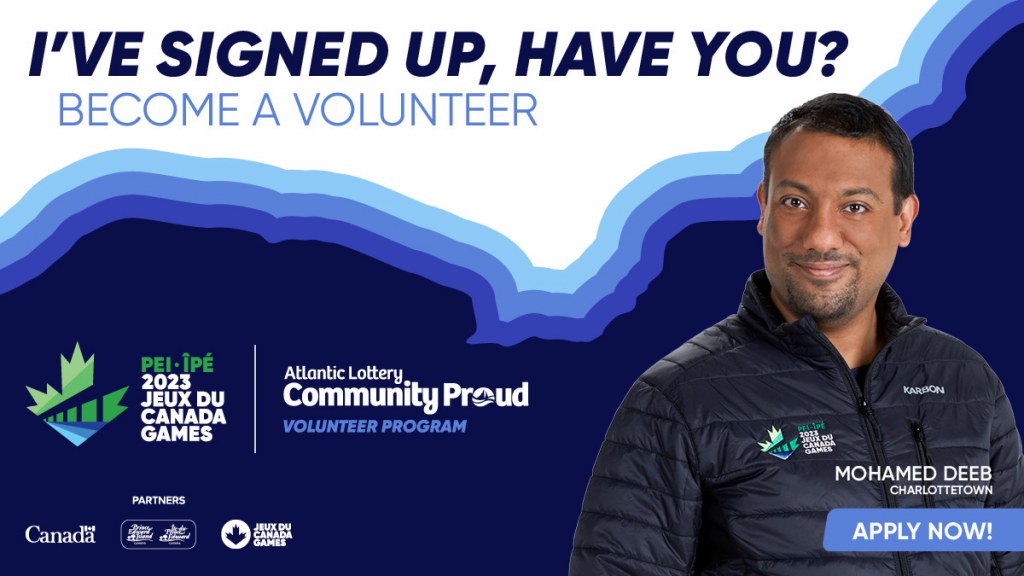 Photo of man with text asking whether people have signed up to volunteer