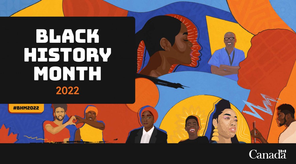 graphic for Black History Month depicting illustrations of black people