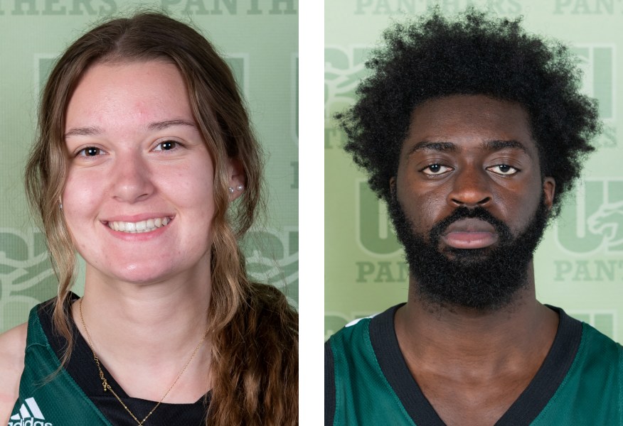 portrait photos of two student athletes side by side
