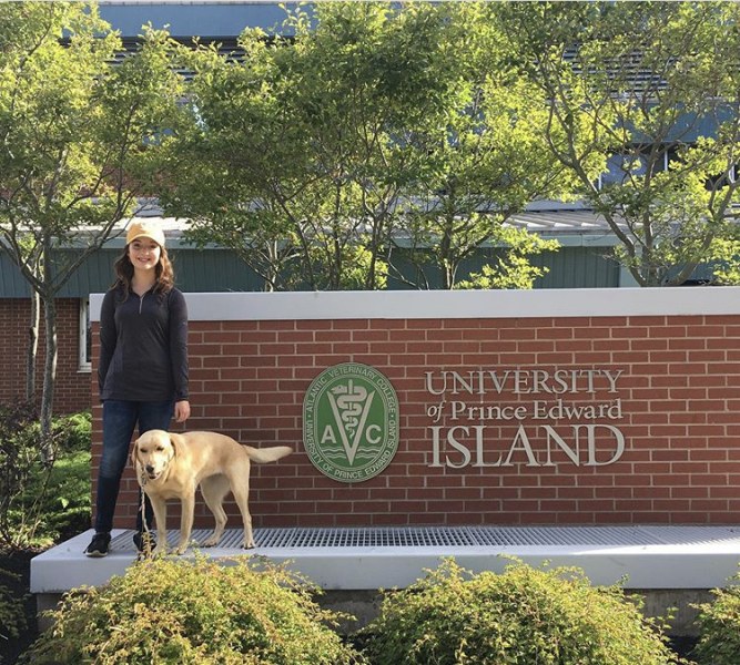 Eva MacNeill poses outside of the Atlantic Veterinary College during Open House, a tradition she has held since she was five years old. Eva MacNeill poses outside of the Atlantic Veterinary College during Open House, a tradition she has held since she was five years old.
