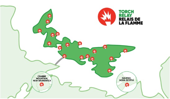 Image of PEI map for Canada Games torch relay