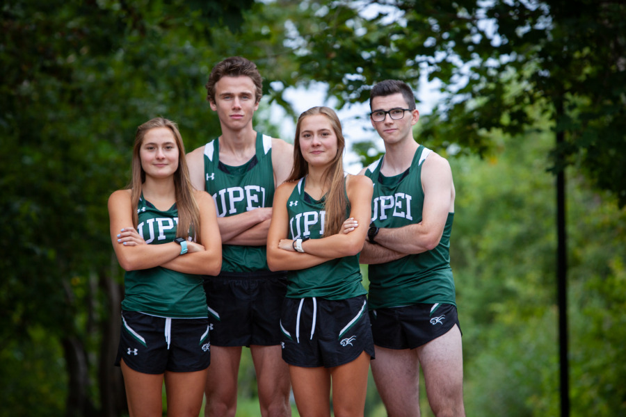 UPEI Cross Country Panthers (Grace Richard, Jack Roberts, Katie Richard and Riley Fitzpatrick) prepare to host the first-ever AUS championship this weekend UPEI Cross Country Panthers (Grace Richard, Jack Roberts, Katie Richard and Riley Fitzpatrick) prepare to host the first-ever AUS championship this weekend