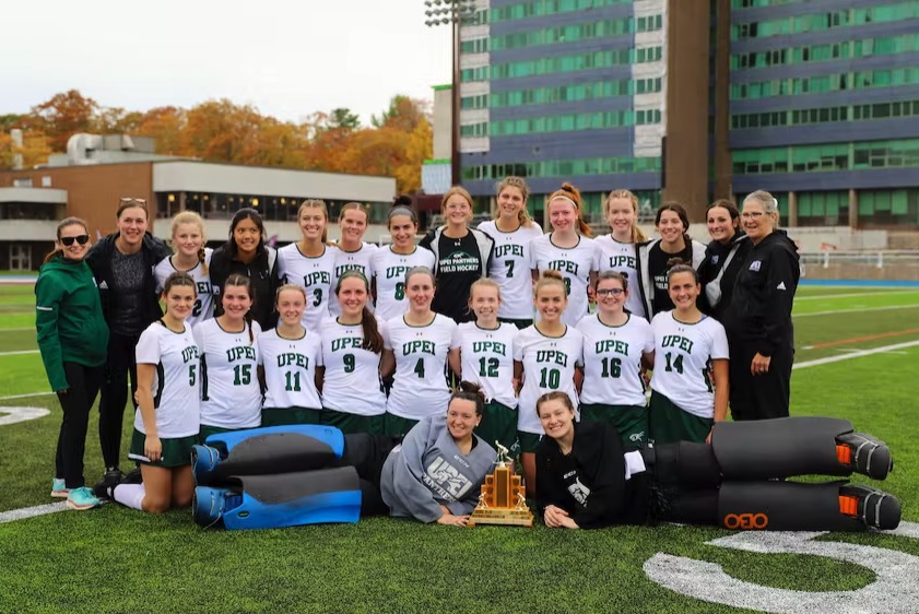 Members of the Panthers are, front row, from left, Kali Sproul and Dakota Patter. Middle row, from left, are Lindsey Doiron, Ella Hennessey, Jenaya Ross, Emma Seviour, Jessica Watts, Erica Penwell, Ashlyn Kelly, Julie Hall and Kali Smith. Back row, from left, are Lacey MacLauchlan (coach), Sydney Stavert (coach), Drew Trainor, Molly MacFarlane, Maria McLane, Sarah Peters, Alexis Wood, Maggie McNeil, Taylor Mitton, Livi Lawlor, Hannah Lawlor, Grace Forsythe, Tinika Doucet and Barb Carmichael (manager). (Photo credit: Debbie Hall, special to SaltWire Network.) photo of field hockey team