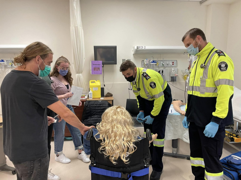UPEI Nursing and Holland College Paramedicine students carrying out their roles in the "flu clinic" interprofessional simulation lab UPEI Nursing and Holland College Paramedicine students carrying out their roles in the "flu clinic" interprofessional simulation lab