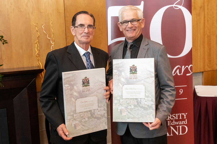 Don Gillis, FEC, P.Eng., and Don MacEwen, FEC, P.Eng., were the award recipients honoured at the 2019 Recognition of Founders Ceremony. Don Gillis, FEC, P.Eng., and Don MacEwen, FEC, P.Eng., were the award recipients honoured at the 2019 Recognition of Founders Ceremony.
