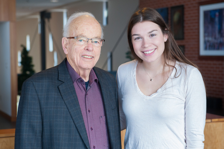 Don MacCormac and UPEI business co-op student Emily March, winner of the Donald G. MacCormac Business Administration Co-operative Education Award in 2018 Don MacCormac and Emily March