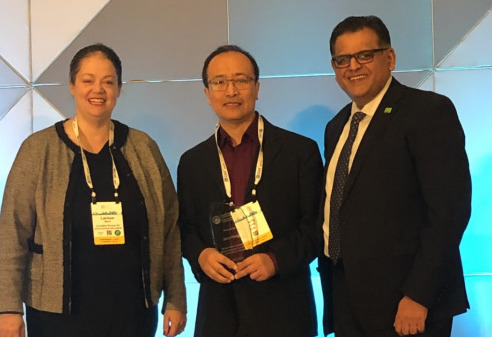 L-R: Larissa Bezo, president and CEO, CBIE; Dr. Jerry Wang; and Ajay Patel, past chair, CBIE Board of Directors