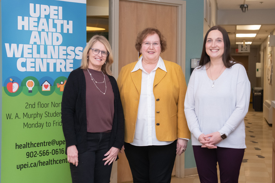 Staff at the UPEI Health and Wellness Centre (left to right): Sharon Currie, Administrative Assistant, Marilyn Barrett, Director and Becky Coffin, Licensed Practical Nurse