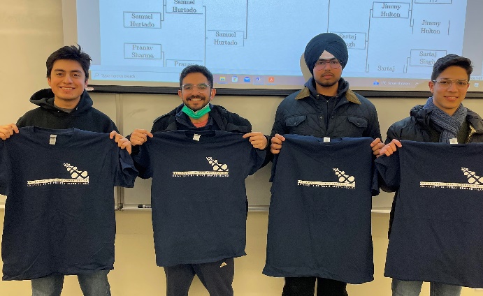 The winners of the annual SMCS Integration Tournament are (left to right) Emilio Robles, Samuel Hurtado, Sartaj Singh, and Zeyad Awad. Left to right: Emilio Robles, Samuel Hurtado, Sartaj Singh, and Zeyad Awad
