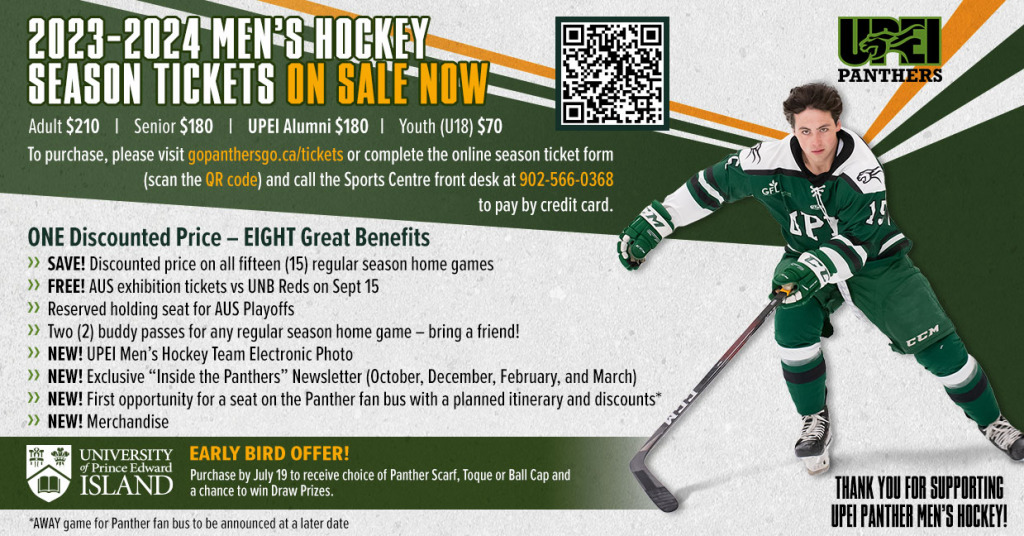 UPEI Men's Hockey 2023-2024 season tickets on sale now!