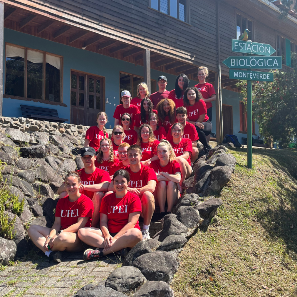 Dr. Melissa James, Sherilyn Acorn, and 20 UPEI business students in Monteverde Biological Station, a conservation facility in the tropical cloud forest in Monteverde, Costa Rica. 