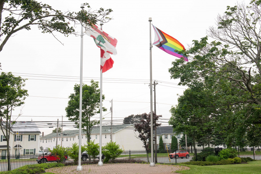 progress pride flag flying at UPEI