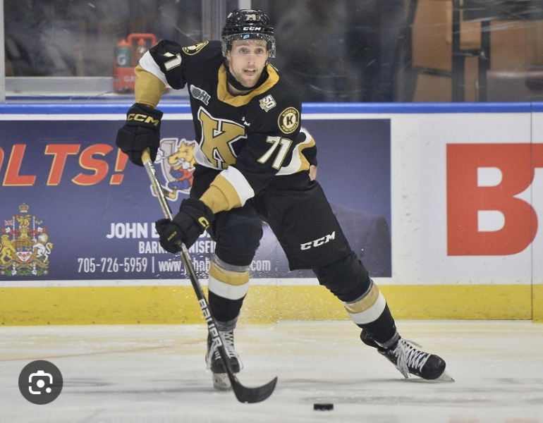 Rookie forward Josh Currie played 142 games across four seasons in the Ontario Hockey League (OHL), including 19 games with the Kingston Frontenacs (pictured above).