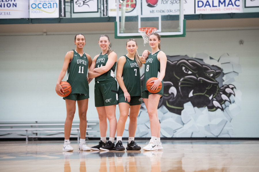 It's home opener weekend for UPEI Basketball! The women's and the men's basketball teams each take on St. Francis Xavier Friday and Saturday. From left: Lauren Rainford, Devon Lawlor, Sydney Cummins, and Grace Lancaster. It's home opener weekend for UPEI Basketball! The women's and the men's basketball teams each take on St. Francis Xavier Friday and Saturday. From left: Lauren Rainford, Devon Lawlor, Sydney Cummins, and Grace Lancaster.
