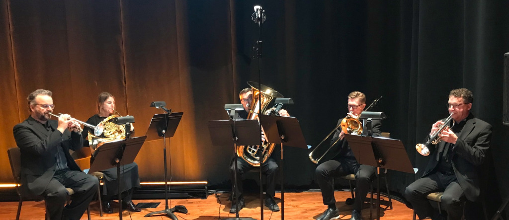 Members of the Maritime Brass Quintet from left: Curtis Dietz (trumpet), Gina Patterson (horn), Bob Nicholson (tuba/bass trombone), Dale Sorensen (trombone) and Richard Simoneau (trumpet). Members of the Maritime Brass Quintet from left: Curtis Dietz (trumpet), Gina Patterson (horn), Bob Nicholson (tuba/bass trombone), Dale Sorensen (trombone) and Richard Simoneau (trumpet).