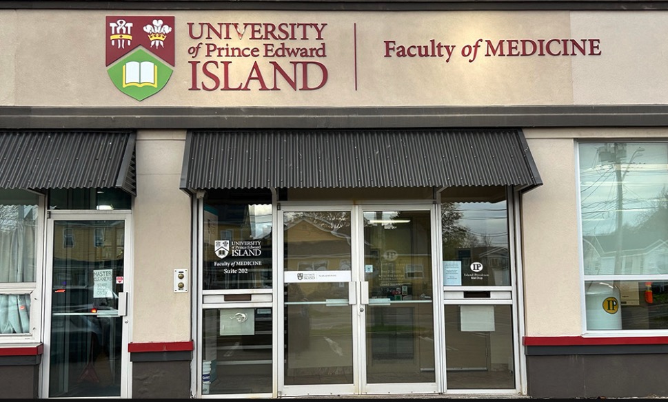 photo of exterior of building with UPEI sign