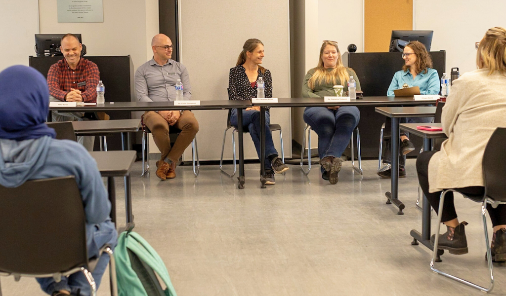 UPEI researchers share findings of mental health research project with veterinary students Panel of veterinarians and researchers speak at the AVC