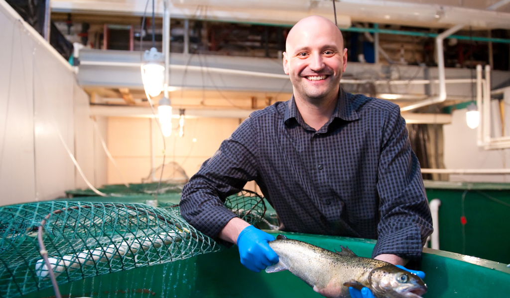 Dr. Mark Fast Dr. Mark Fast with a salmon