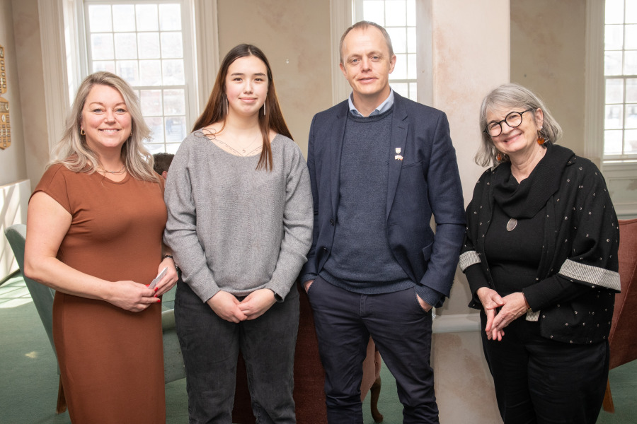 L-R: Sherilyn Acorn, manager and international liaison officer, Study Abroad and International Partnerships; Leetia Eeegeesiak, first-year pre-vet/biology student; Trygve Bendiksby, Chargé d’Affaires Norway; and Dr. Laurie Brinklow, chair, Institute of Island Studies and Iceland's Honorary Consul to Prince Edward Island. L-R: Sherilyn Acorn, manager and international liaison officer, Study Abroad and International Partnerships; Leetia Eeegeesiak, first-year pre-vet/biology student; Trygve Bendiksby, Chargé d’Affaires Norway; and Dr. Laurie Brinklow, chair, Institute of Island Studies and Iceland's Honorary Consul to Prince Edward Island.