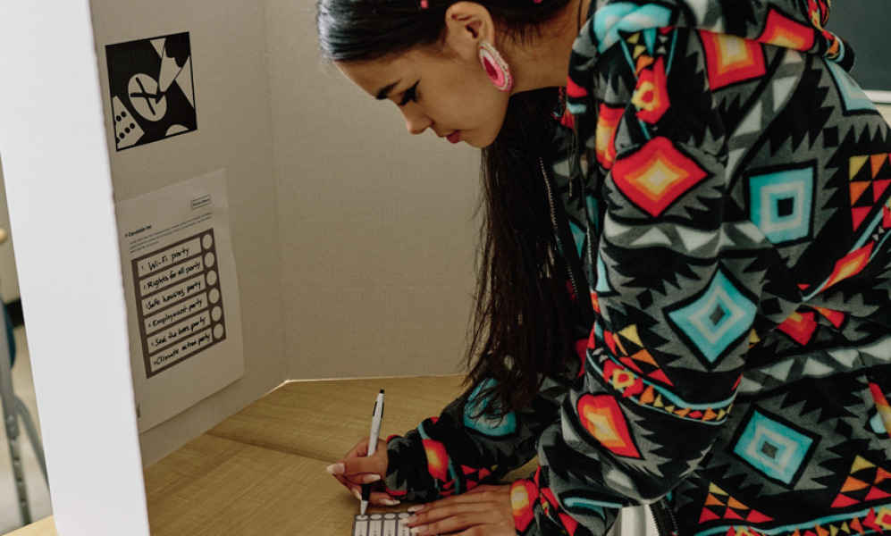 Photo: Elections Canada photo of a woman voting