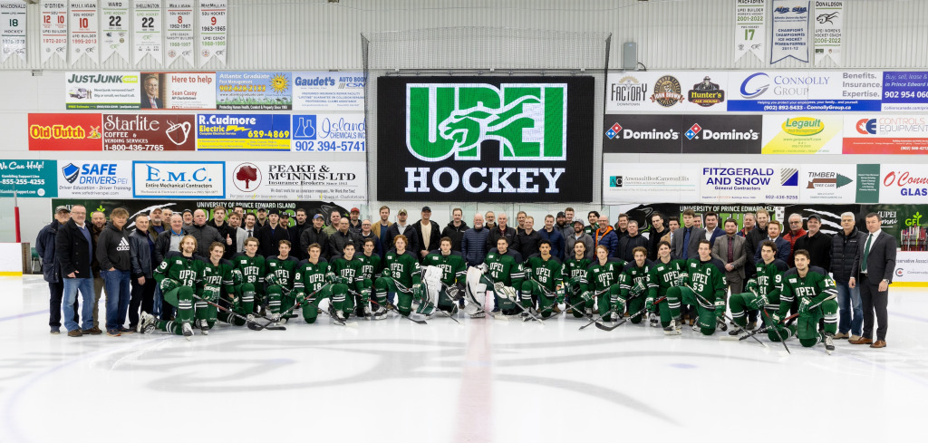 Members of the UPEI Men’s Hockey Panthers gathered for Alumni Day during the 2024–25 season at MacLauchlan Arena. The annual celebration returns Friday, January 23, highlighted by the induction of Greg Gravel in the UPEI Hall of Fame, Green and White Games, and a marquee matchup against the Dalhousie Tigers.